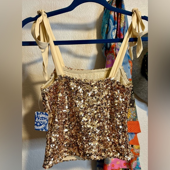 NWT Free People Hey Girl Sequin Cami Champagne size Small - Picture 11 of 16